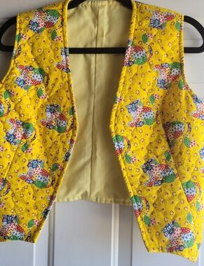 Small Cat Vest Women's Child Yellow/Multi Cat Lady Kitty Novelty
